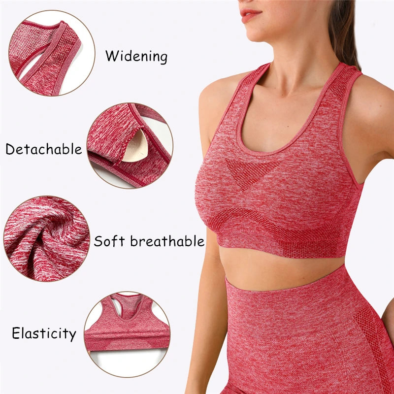 2PCS Seamless Women Yoga Set Workout Sportswear