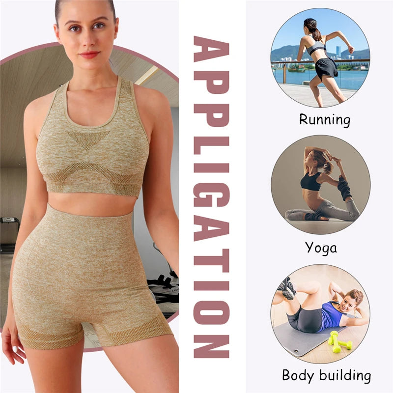 2PCS Seamless Women Yoga Set Workout Sportswear