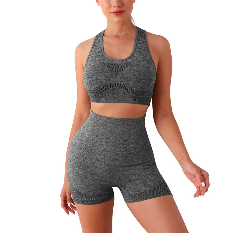 2PCS Seamless Women Yoga Set Workout Sportswear